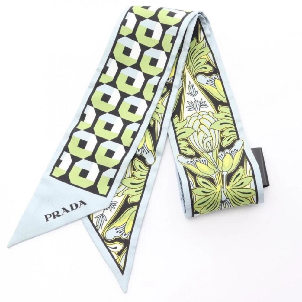 PRADA printed twill skinny scarf 🩵AUTHENTIC✨⚡️FLASH SALE! - Picture 2 of 4